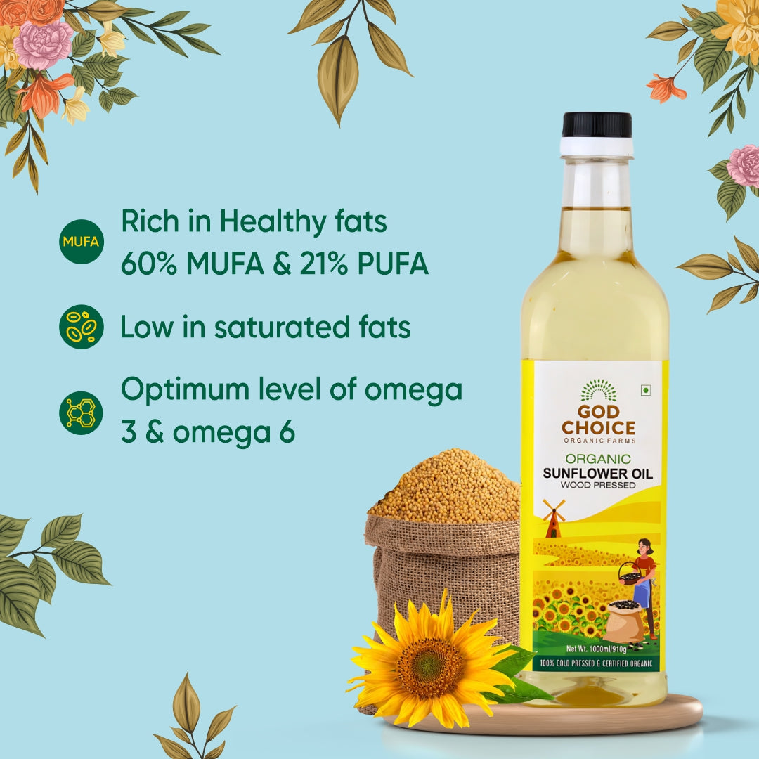 Organic Sunflower Oil | Wood Pressed | Single-Filtered