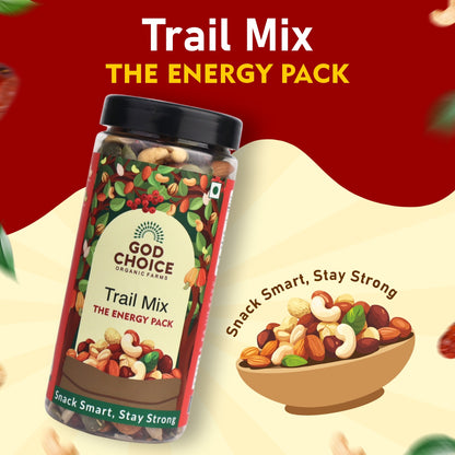 Trail Mix 250g | 5 in 1 Superfoods | Almond | Cashews | Cranberries | Pumpkin Seeds | Candid Amla | High Protein | Fibre-Rich