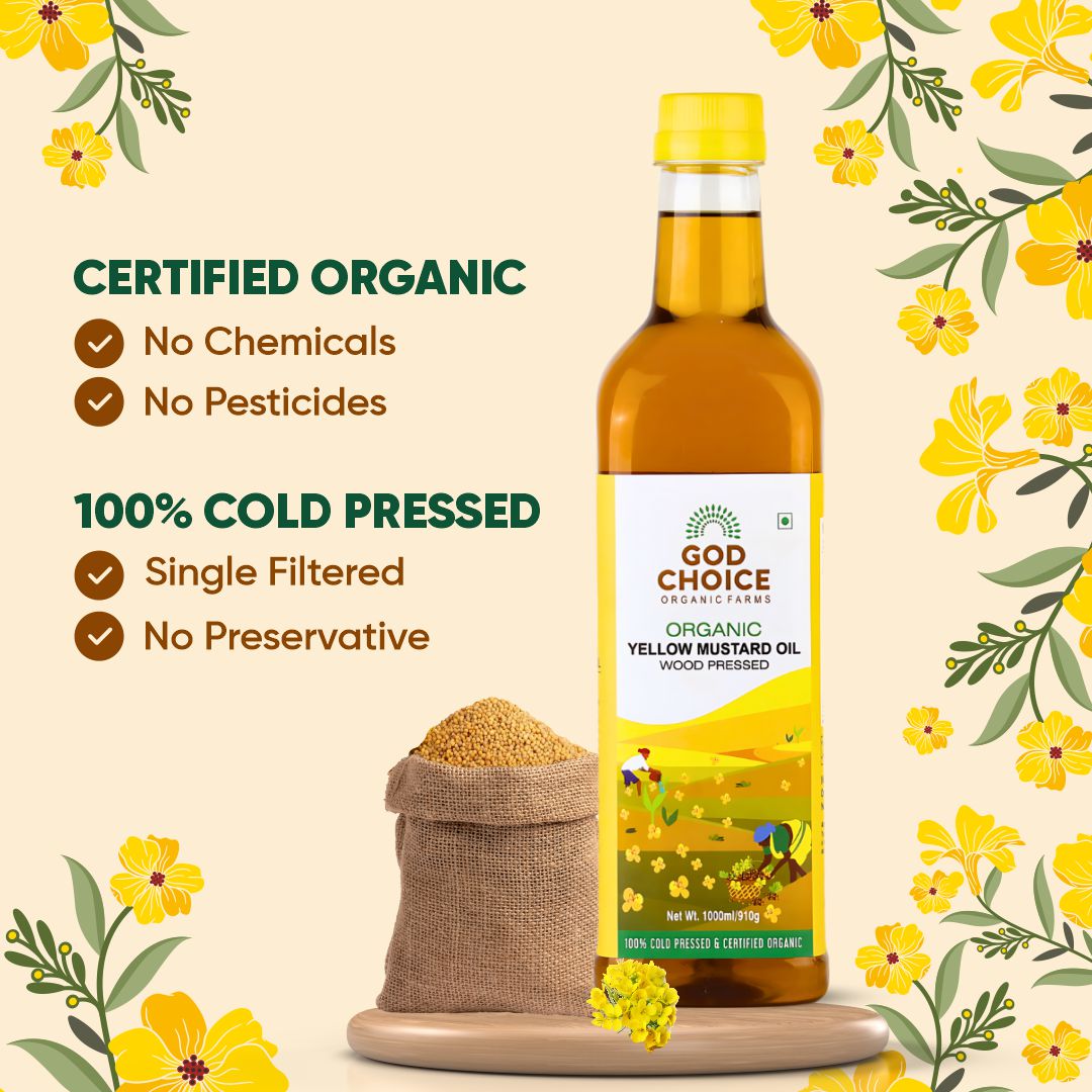 Organic Yellow Mustard Oil | Wood Pressed | Single-Filtered