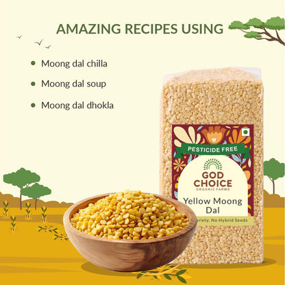 Yellow Moong Dal Split (Dhuli) | Certified Organic | Native Seeds | Unpolished | Vacuum Packed