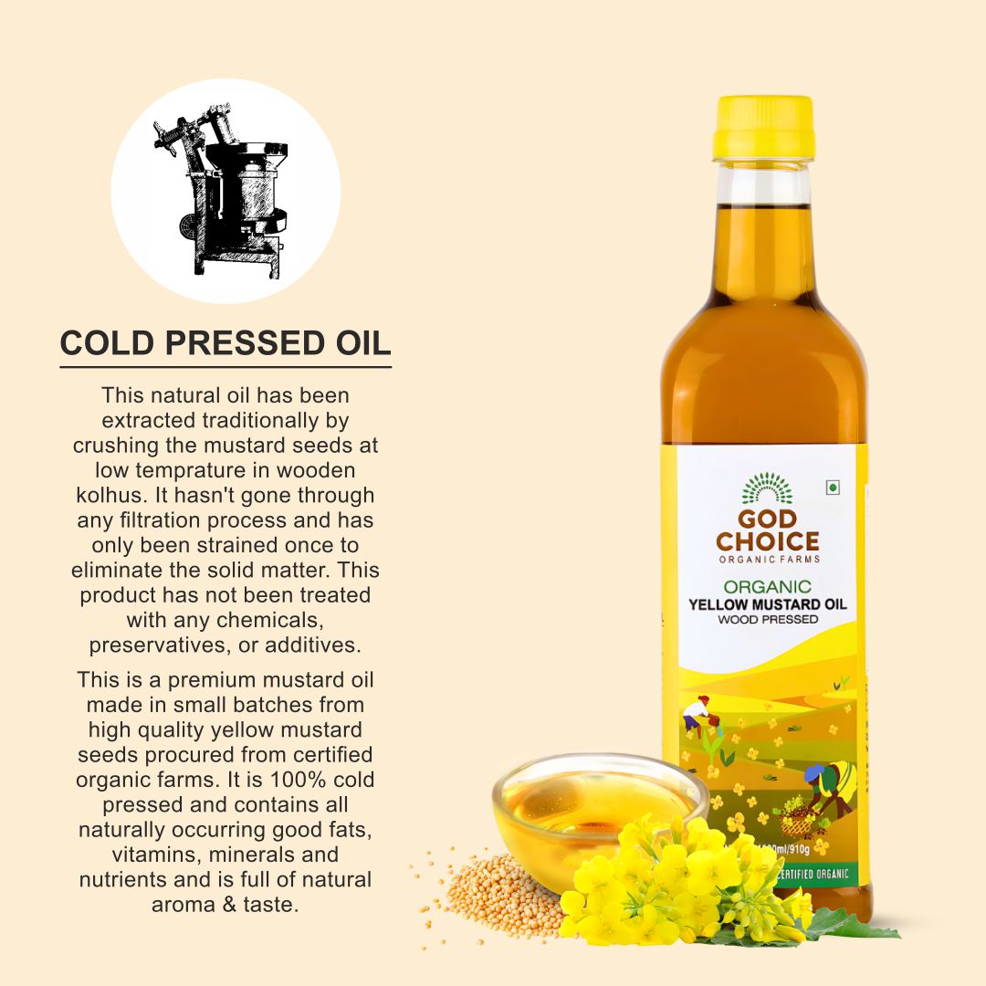 Organic Yellow Mustard Oil | Wood Pressed | Single-Filtered