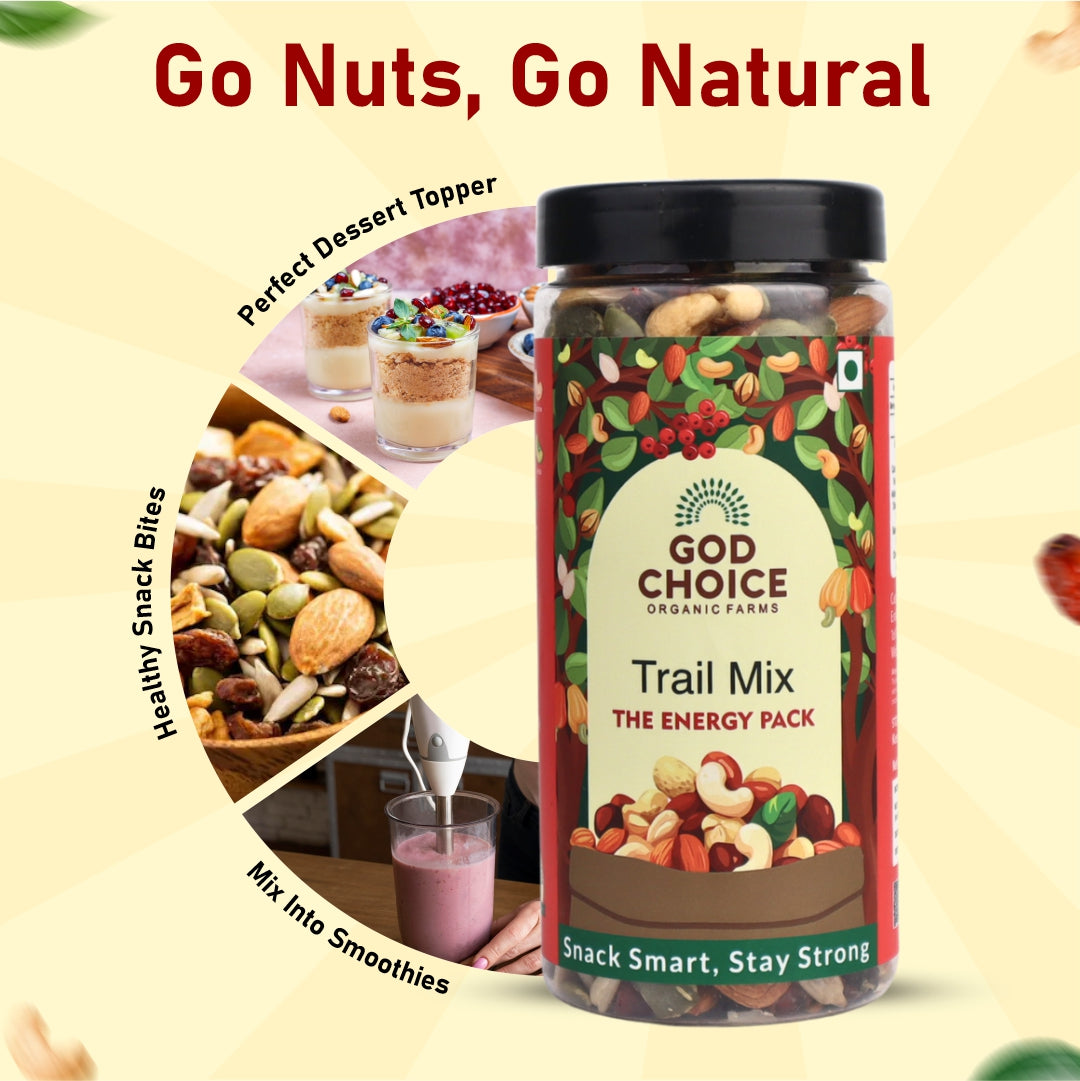 Trail Mix 250g | 5 in 1 Superfoods | Almond | Cashews | Cranberries | Pumpkin Seeds | Candid Amla | High Protein | Fibre-Rich