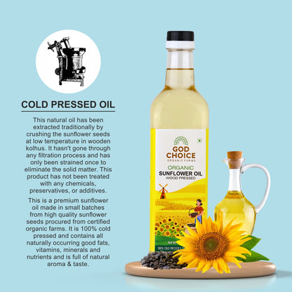 Organic Sunflower Oil | Wood Pressed | Single-Filtered