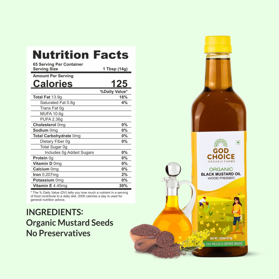 Organic Black Mustard Oil | Wood Pressed |Single-Filtered