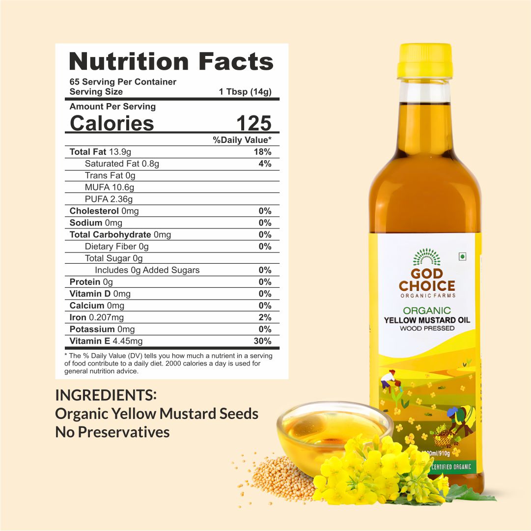 Organic Yellow Mustard Oil | Wood Pressed | Single-Filtered