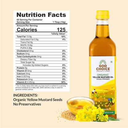 Organic Yellow Mustard Oil | Wood Pressed | Single-Filtered