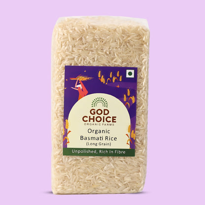 Basmati Rice (1KG) | Certified organic | Premium Quality | Long Grain | Non Sticky | Vacuum Packed