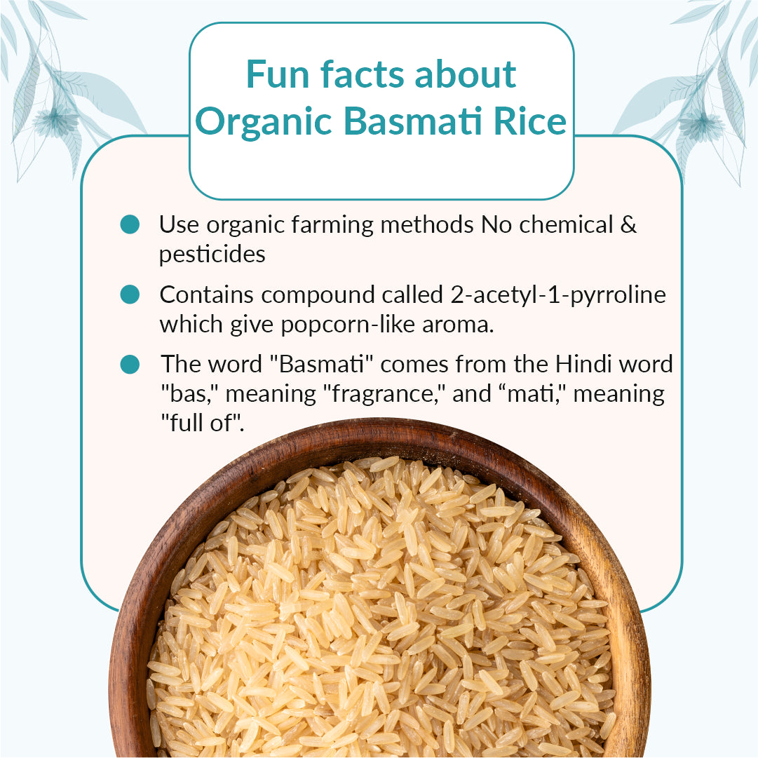 Basmati Rice (1KG) | Certified organic | Premium Quality | Long Grain | Non Sticky | Vacuum Packed