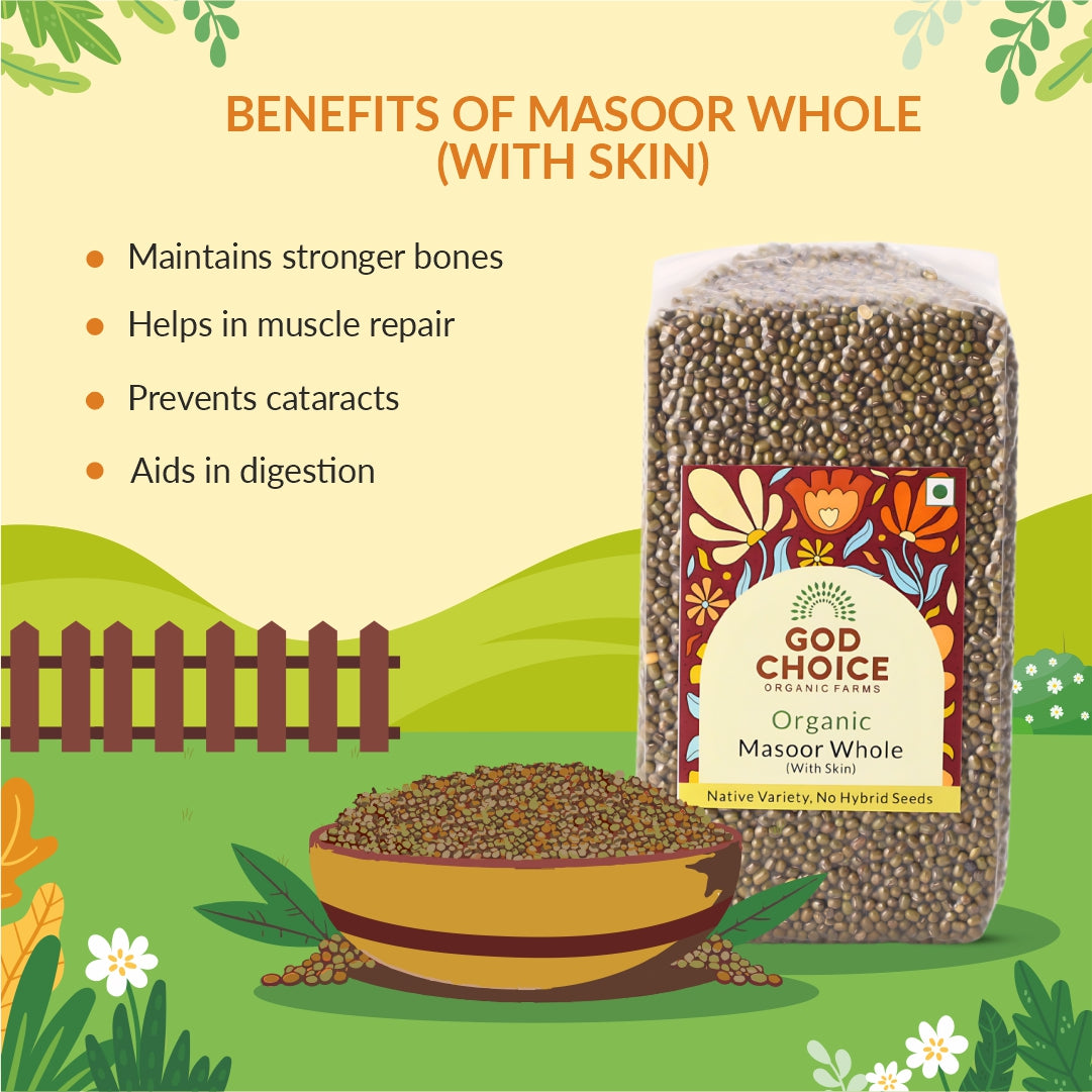 Masoor Dal Whole | Certified Organic 