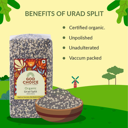 Urad Split | Certified Organic | Native Seeds | Unpolished 