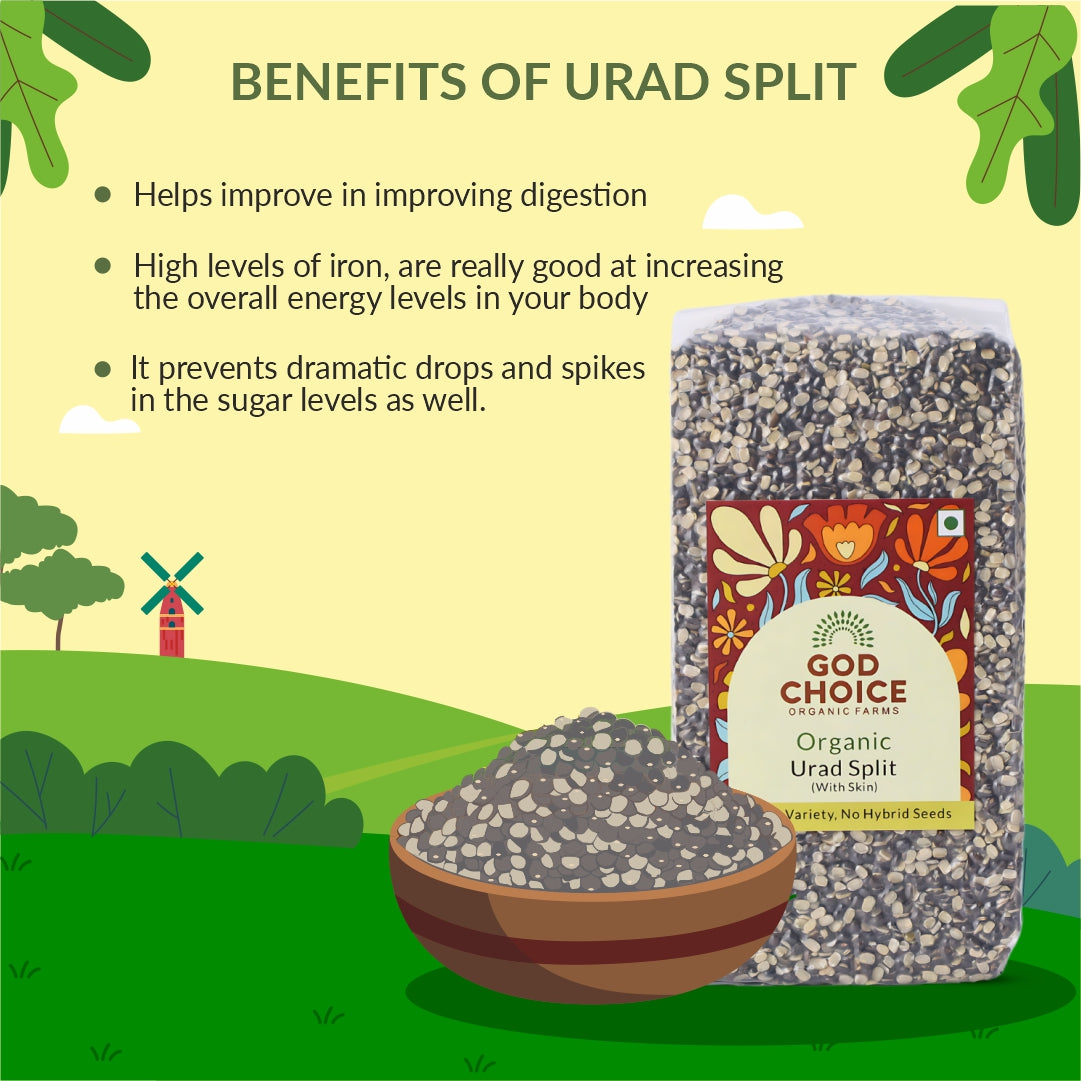 Urad Split | Certified Organic | Native Seeds | Unpolished | Vacuum Packed